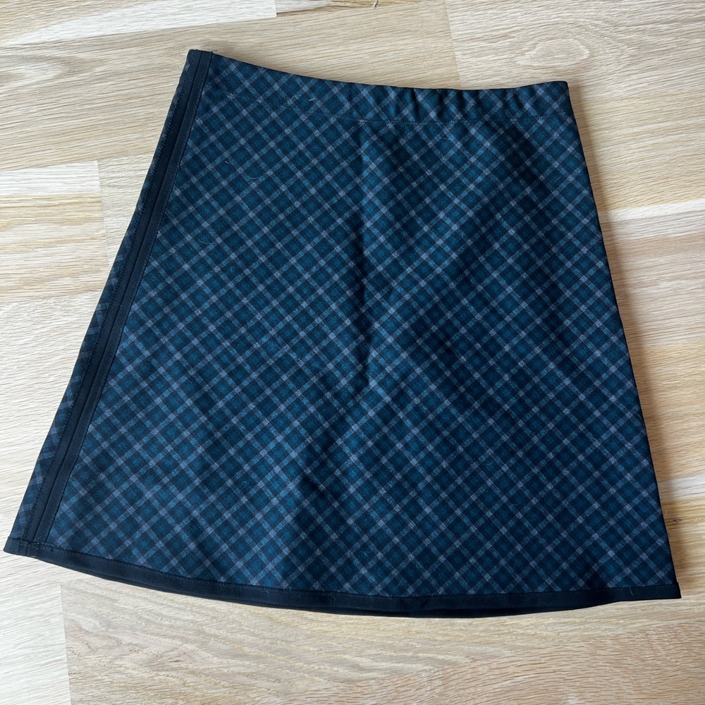 Max Studio Size S Plaid A-Line Skirt - Black and Blue